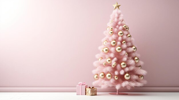 Pink Christmas tree and Christmas decorations white