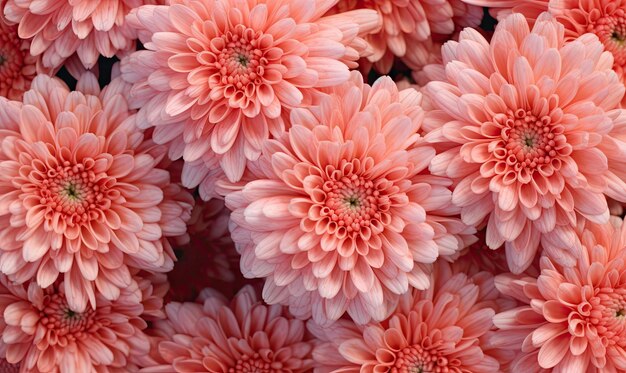 Pink Chrysanthemum wallpaper Top view coral flowers For banner postcard book illustration card Created with generative AI tools