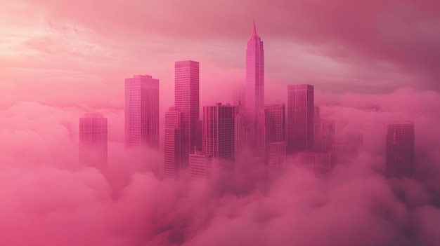 Photo pink city skyline