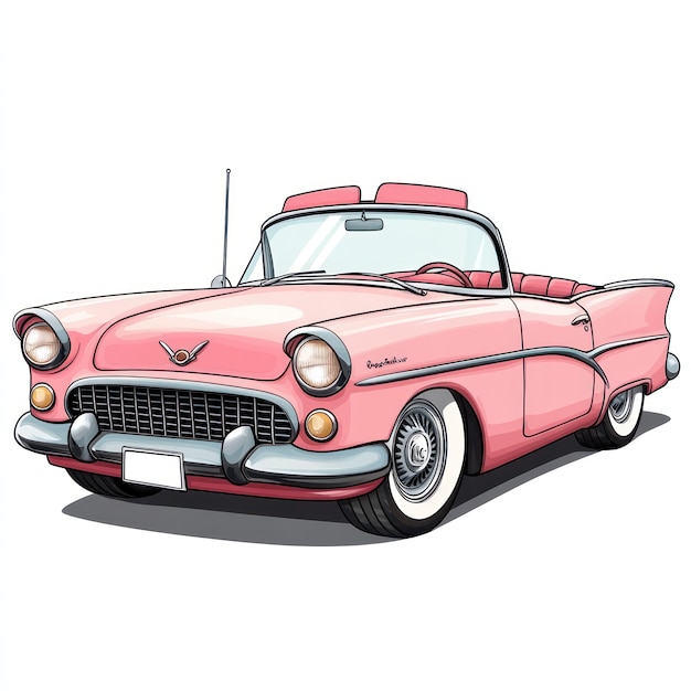 Pink Classic Convertible Car Illustration