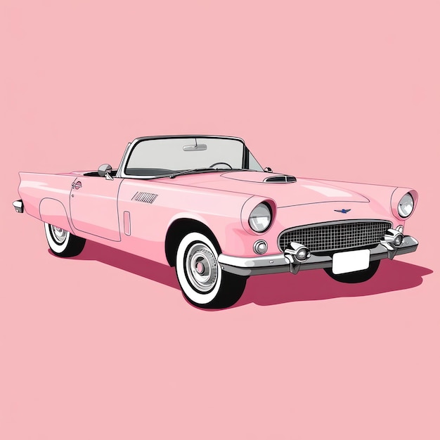 Pink Classic Convertible Car Illustration