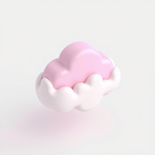 Pink cloud with a white cloud underneath on a white background