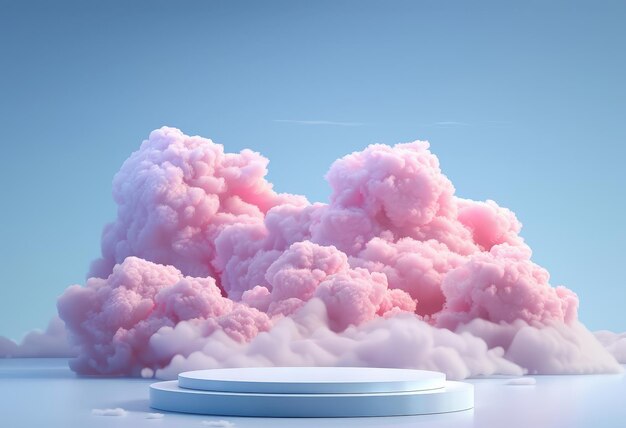 a pink cloud with a white lid and a blue background