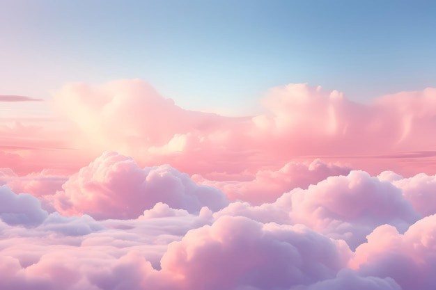 Pink Clouds on a Blue Sky Dawn Hues Baby Pink Soft Light Wallpaper Background