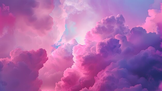 pink clouds neon sky background Generative AI