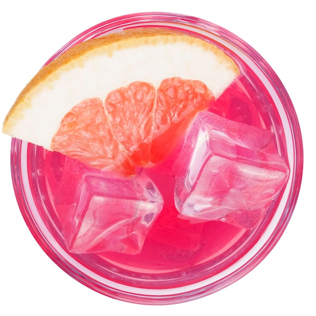 Pink cocktail with vodka and grapefruit and ice