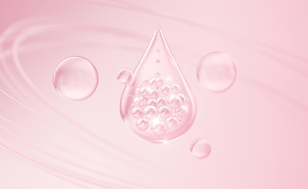 Pink Collagen Skin Serum gluta cosmetic Vitamin skin care cosmetics solution Background 3d rendering