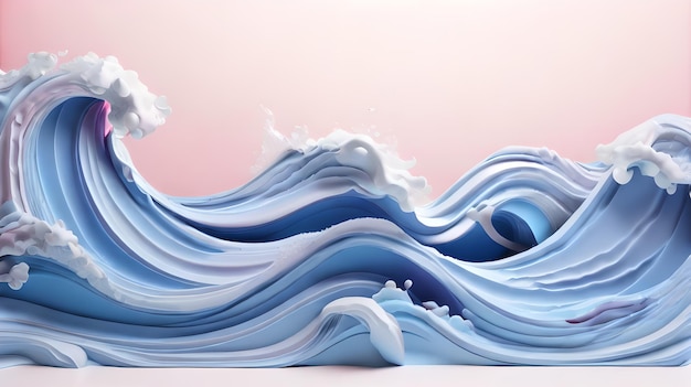 pink color 3d sea wave water landscape background wallpaper