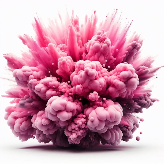 Pink color explosion isolated on white