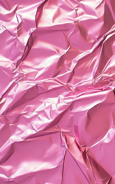 Pink colored crumpled foil texture