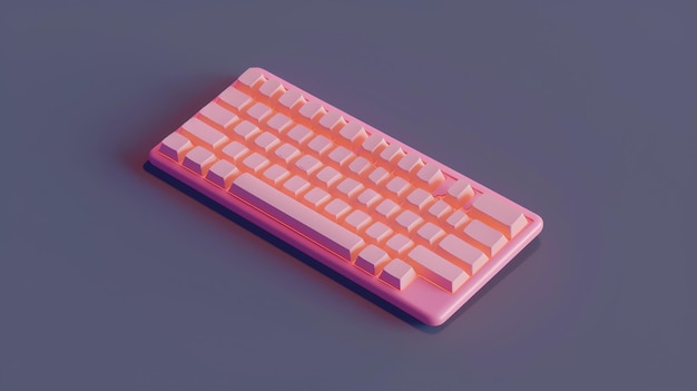 A pink computer keyboard on a grey background