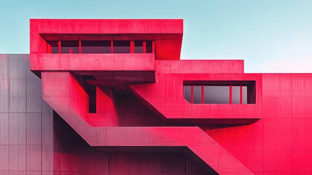 Pink Concrete Building Architecture