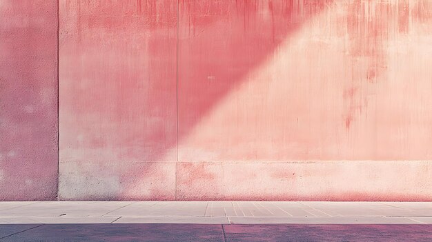 Photo pink concrete wall with sidewalk and shadows