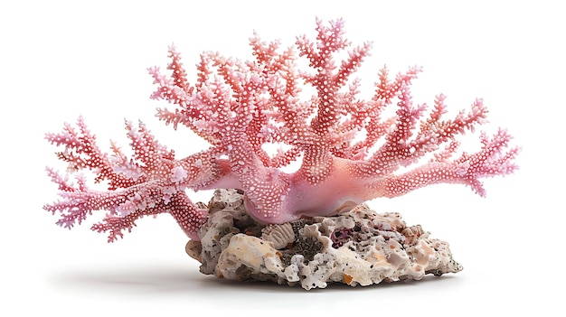 A pink coral statue on a white background isolated on white background