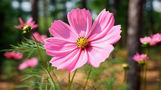 Pink cosmos bipinnatus flower