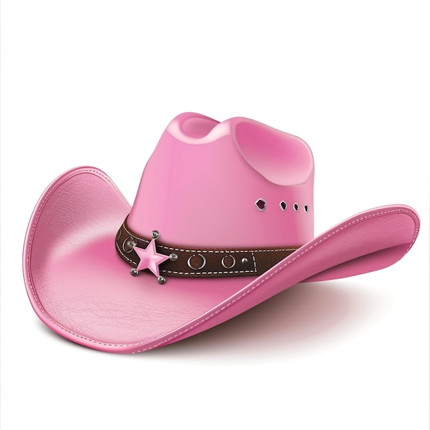 a pink cowboy hat with a star on the front and the word quot no quot on the front