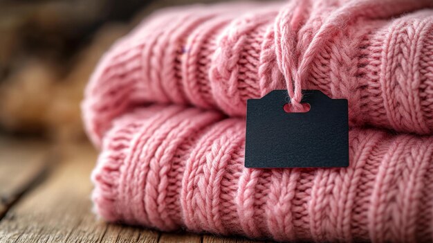 Photo pink cozy knit sweater with label generative ai