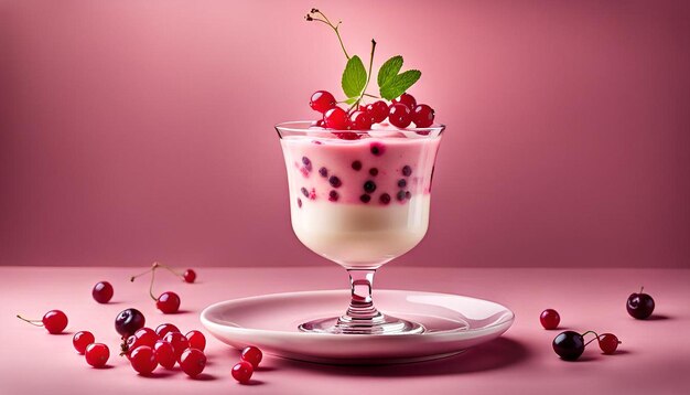 Pink Cream with Fresh Currants