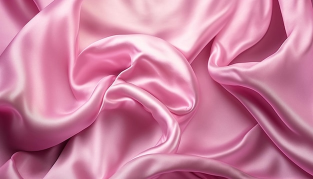 Pink crumpled silk fabric texture background