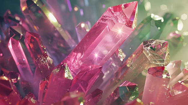 Photo pink crystal cave a glowing gemstone paradise generative ai