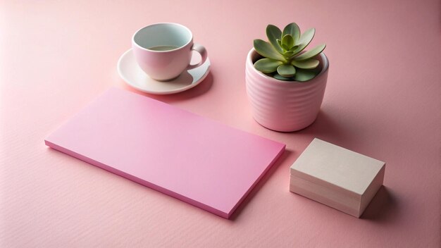 Photo a pink cup and a small cup of coffee are on a pink table