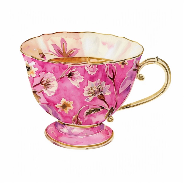 Photo a pink cup with flowers on it is from the company of the company