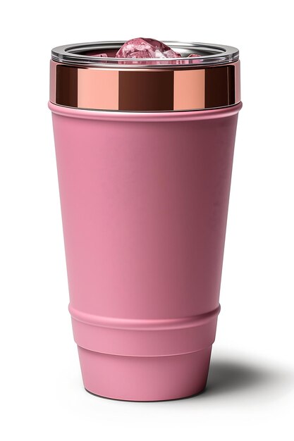 Photo a pink cup with a pink lip gloss