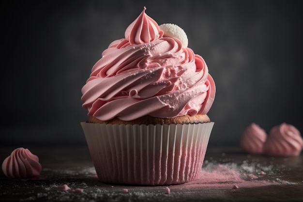 pink cupcake with pink frosting illustration images