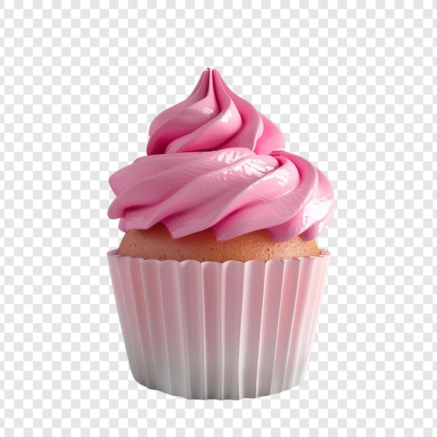 Photo pink cupcake with swirl frosting