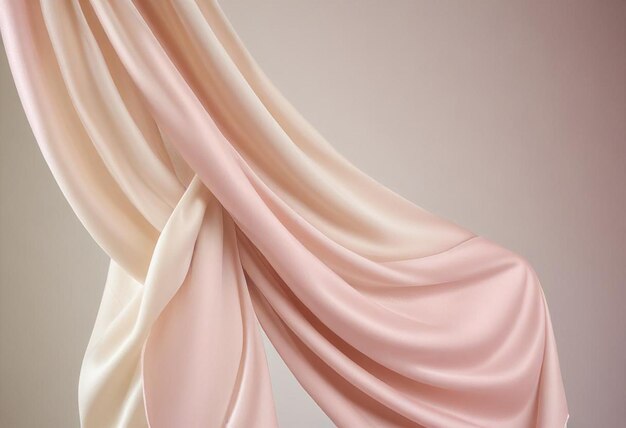 a pink curtain with a white and pink drapes