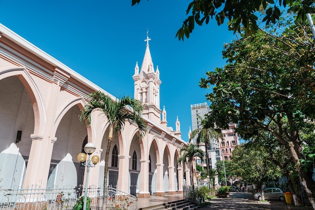 Pink Da Nang Cathedral church Landmark and popular for tourist attraction Vietnam and Southeast Asia travel concept