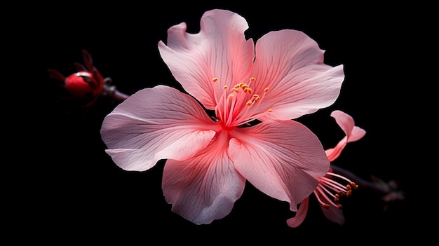 Pink dahlia with black background macro shot Generative AI