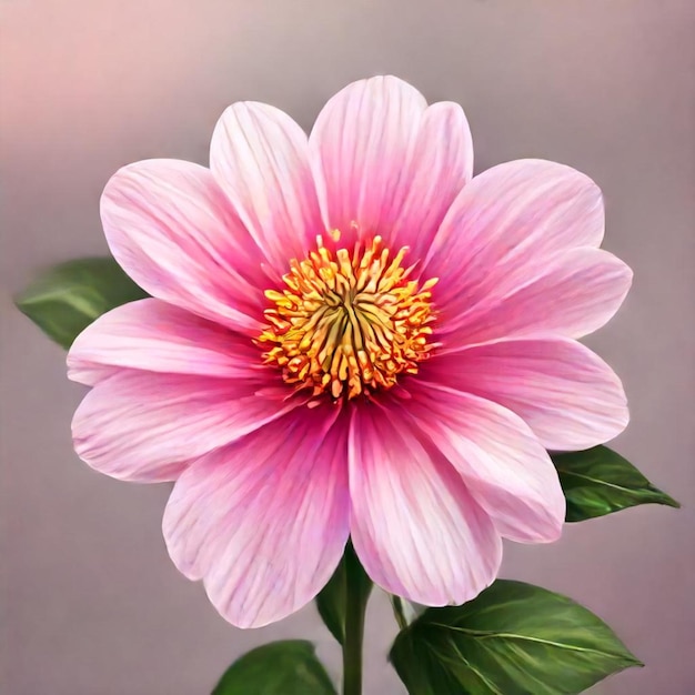 a pink dahlia with yellow and white petals