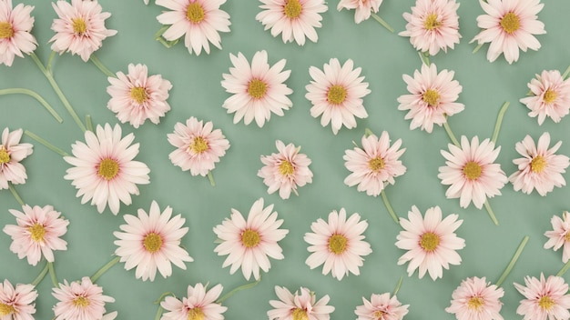 Photo pink daisies on a green background