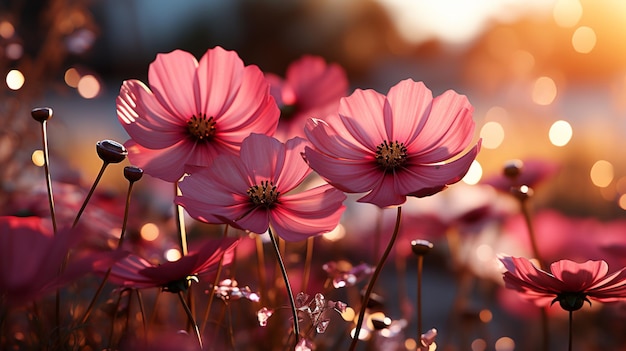 pink daisies HD 8K wallpaper Stock Photographic Image