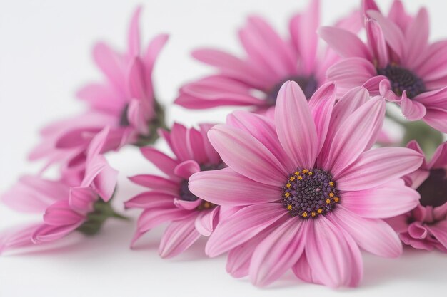 Pink daisies on white isolate