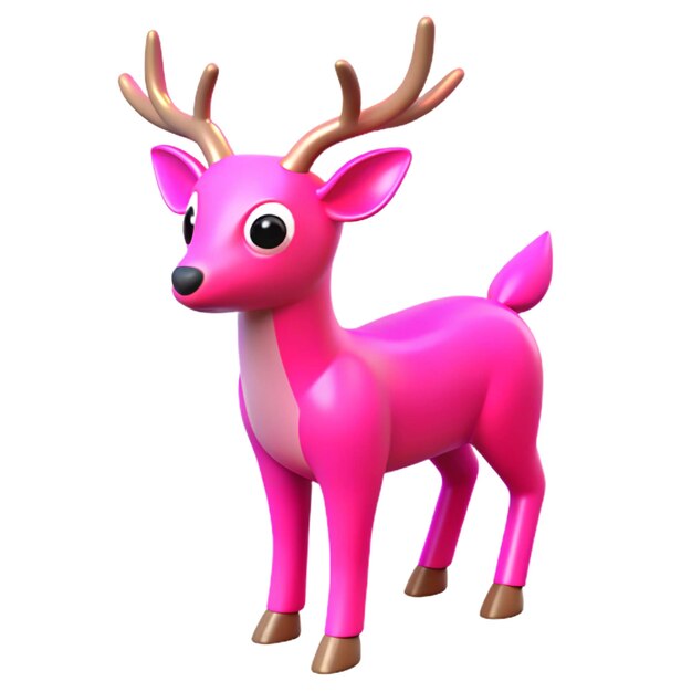 Photo a pink deer with brown antlers and brown antlers