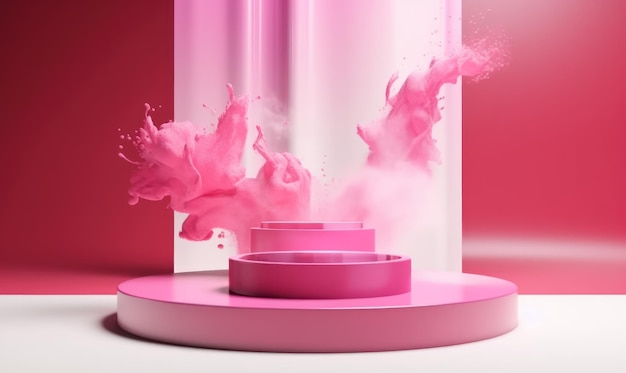 A pink display with a pink background and a pink display for a product called pink.