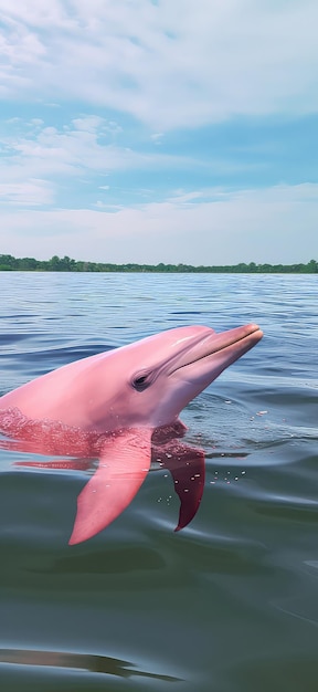 Pink Dolphin Seen Underwater In The Amazon River