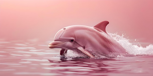 A Pink Dolphin in a Vibrant Monochromatic Pink Setting Concept Wildlife Photography Pink Dolphin Monochromatic Setting Vibrant Colors Underwater Ecosystem