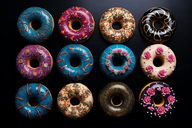 Pink donuts in a bakery display