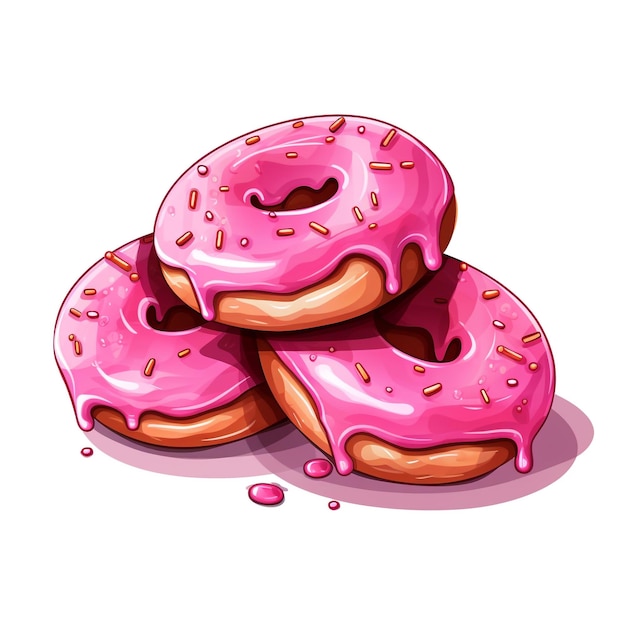 Pink donuts vector or color illustration