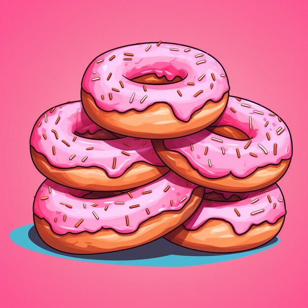 Pink donuts vector or color illustration