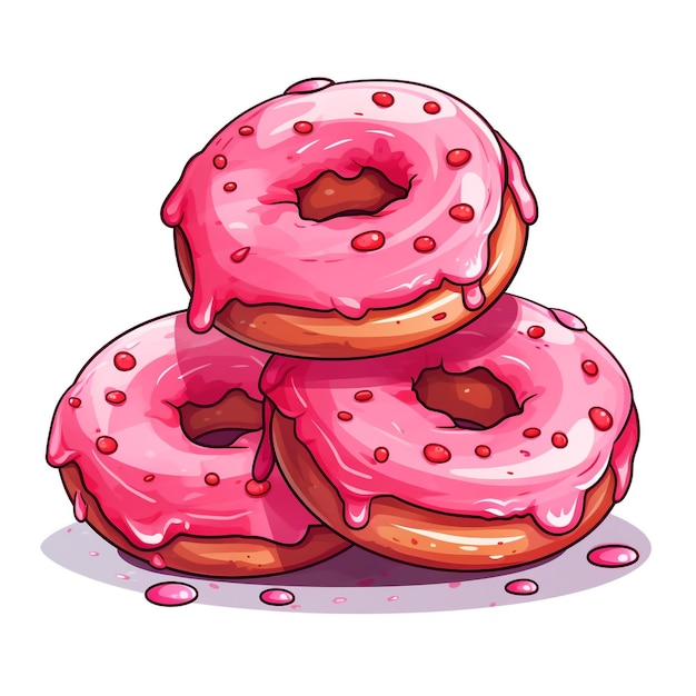 Pink donuts vector or color illustration