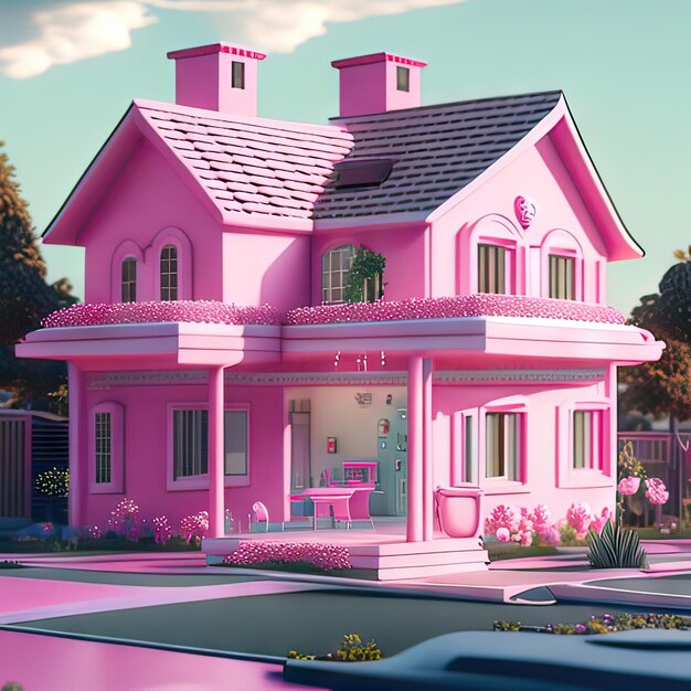 Pink dream house Generative AI