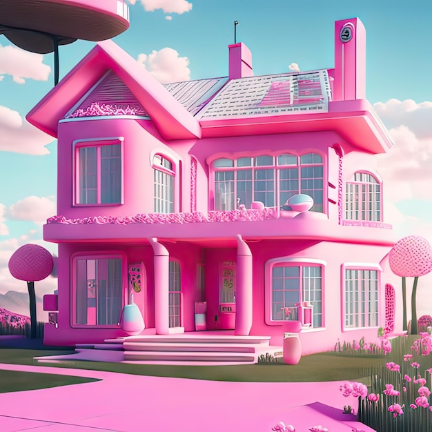 Pink dream house Generative AI