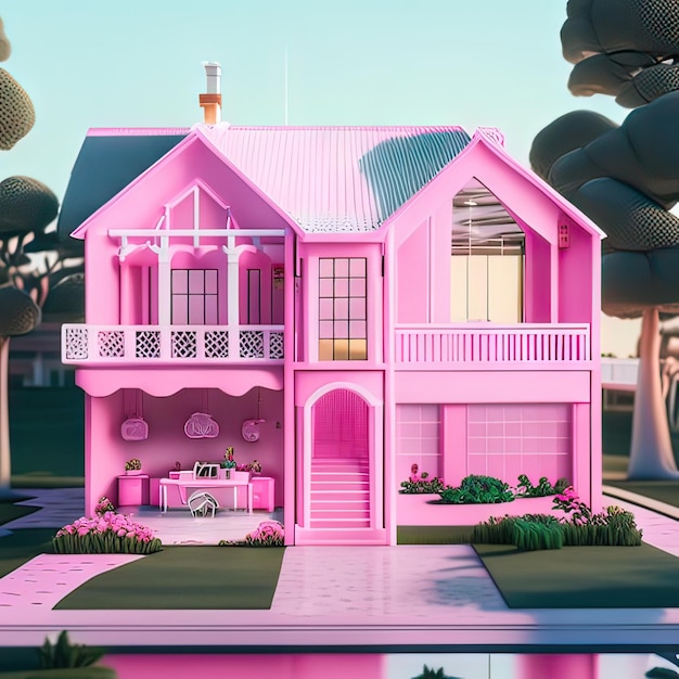 Pink dream house Generative AI