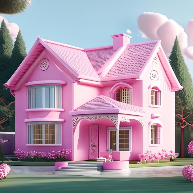 Pink dream house Generative AI