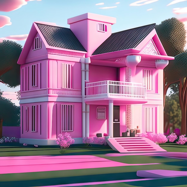 Pink dream house Generative AI