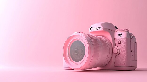 Photo a pink dslr camera shot in 8k